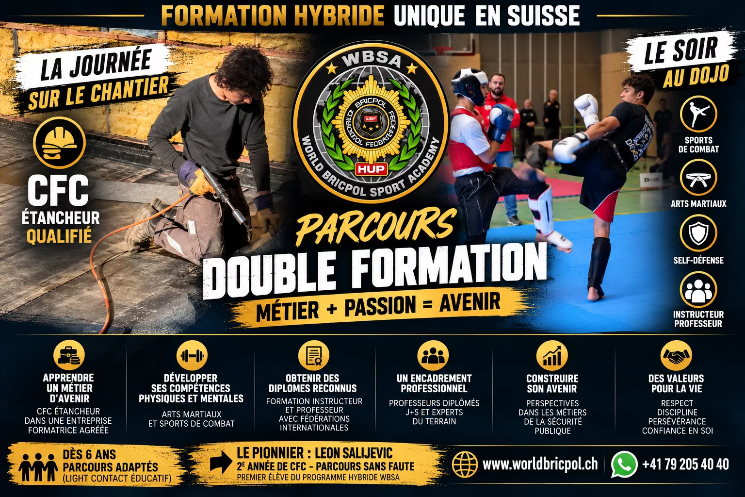 🏆 Leon Salijevic : champion du monde et pionnier d’une formation hybride unique en Suisse !
